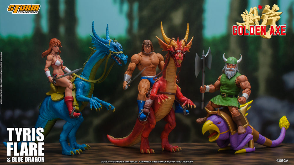 GOLDEN AXE ACTION FIGURE TYRIS FLARE WITH BLUE DRAGON | ゴールデンアックス アクションフィギュア ティリス=フレアー & ブルードラゴン セット